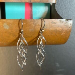Sterling Silver Hammered Spiral Earrings
